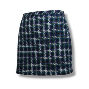 Ann Taylor Loft Women’s Plaid Tweed Lined Skirt with Side Zip Pockets Size 8